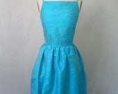Bright Turquoise Silk Shantung Retro Dress