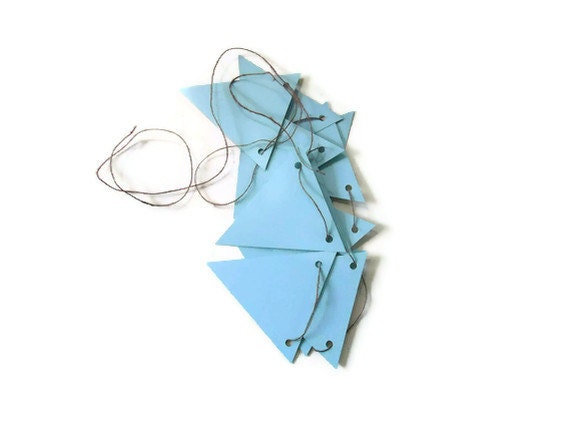 Modern Bunting Banner Seafoam Triangles Pastel Blue by LoveStar1