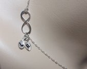 Infinity necklace - Sterling silver - Personalized - Hand stamped - Initials - sideways - Bridal jewelry- eternal Love - forever - Gift-