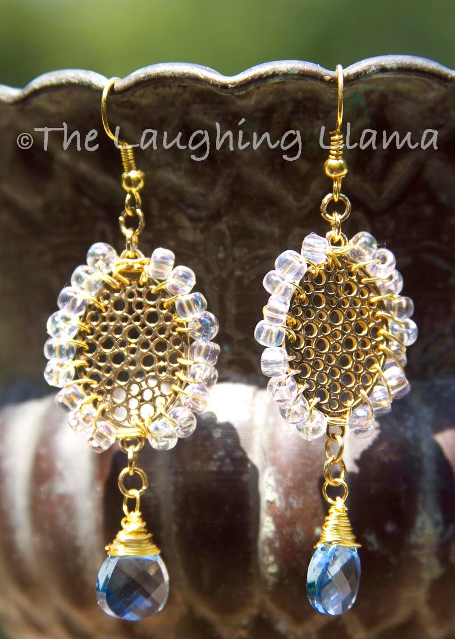 Light Blue Teardrop Crystal Dangle Earrings