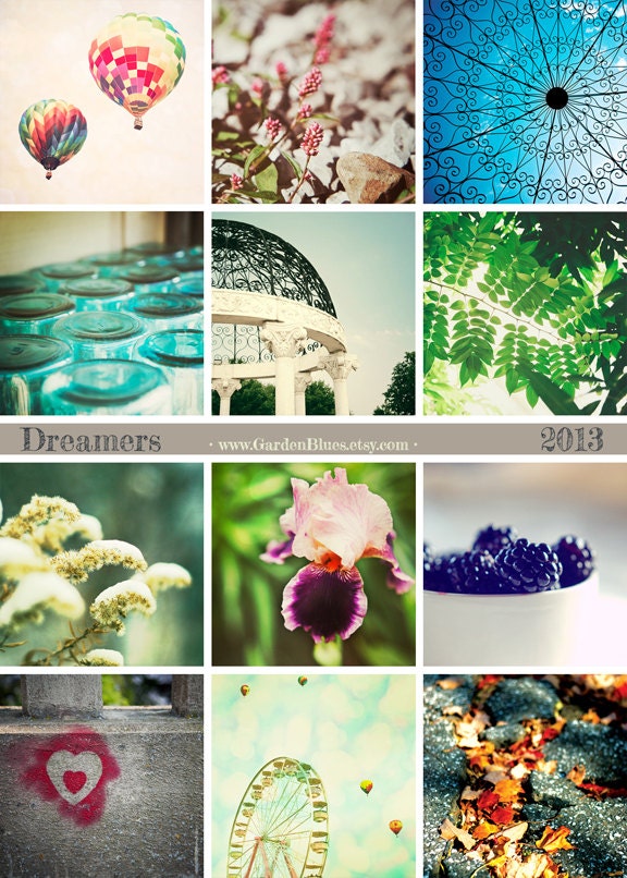 2013 Calendar titled Dreamers -  5x7 Fine Art Photography - Dream - Happy - Loose Pages - Metallic Colorful - Small - Fair Hot Air Balloons