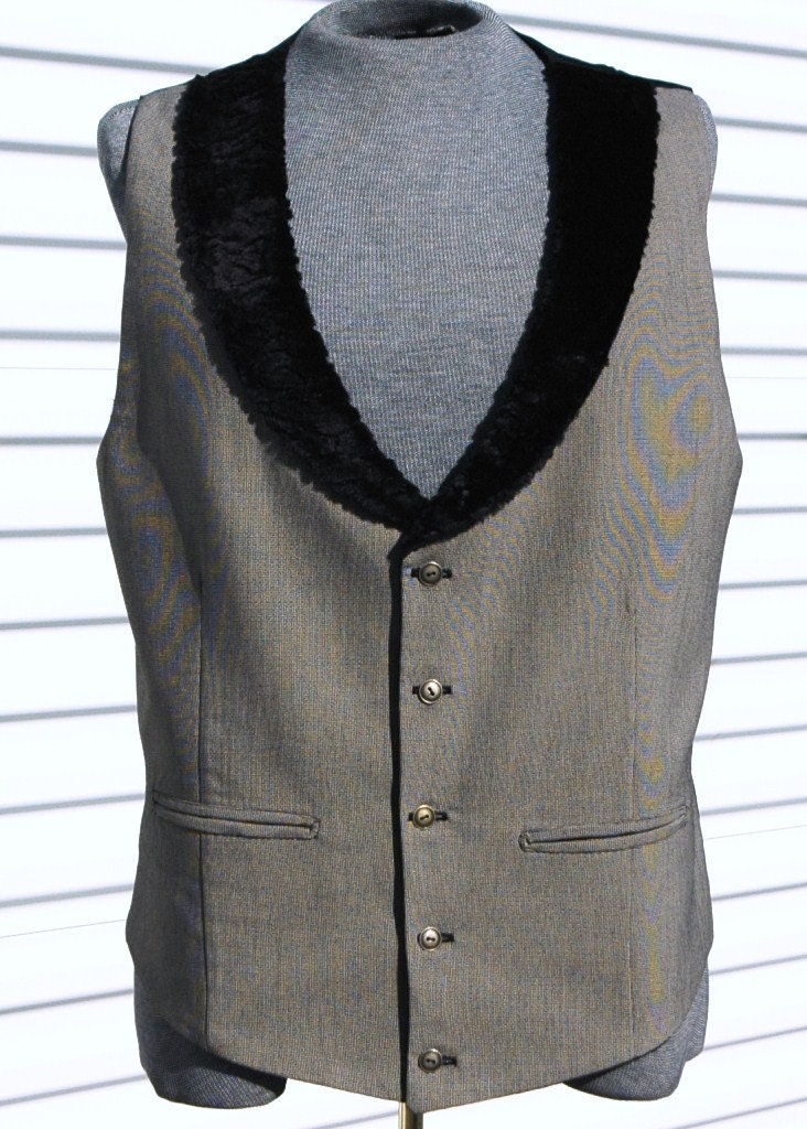 The Dorian Large Steampunk Vest with Faux Fur Collar