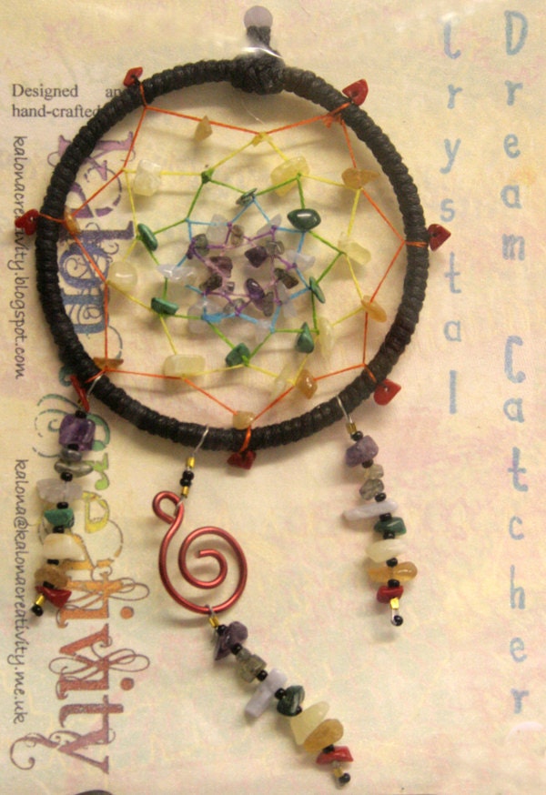 Dreamcatcher with Crystals, Handmade Wiccan, Chakra, decorative and unique, healing, wellbeing