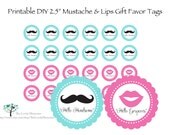 Leopard Print -Lips Printable Party Favor Tags, 2.5" DIY Personalized Mustache Bash Cupcake Toppers, Birthday Favor Tags Il_170x135
