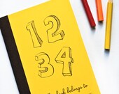 Mini (A6) yellow 'numbers' pen and ink illustration drawing book for kids