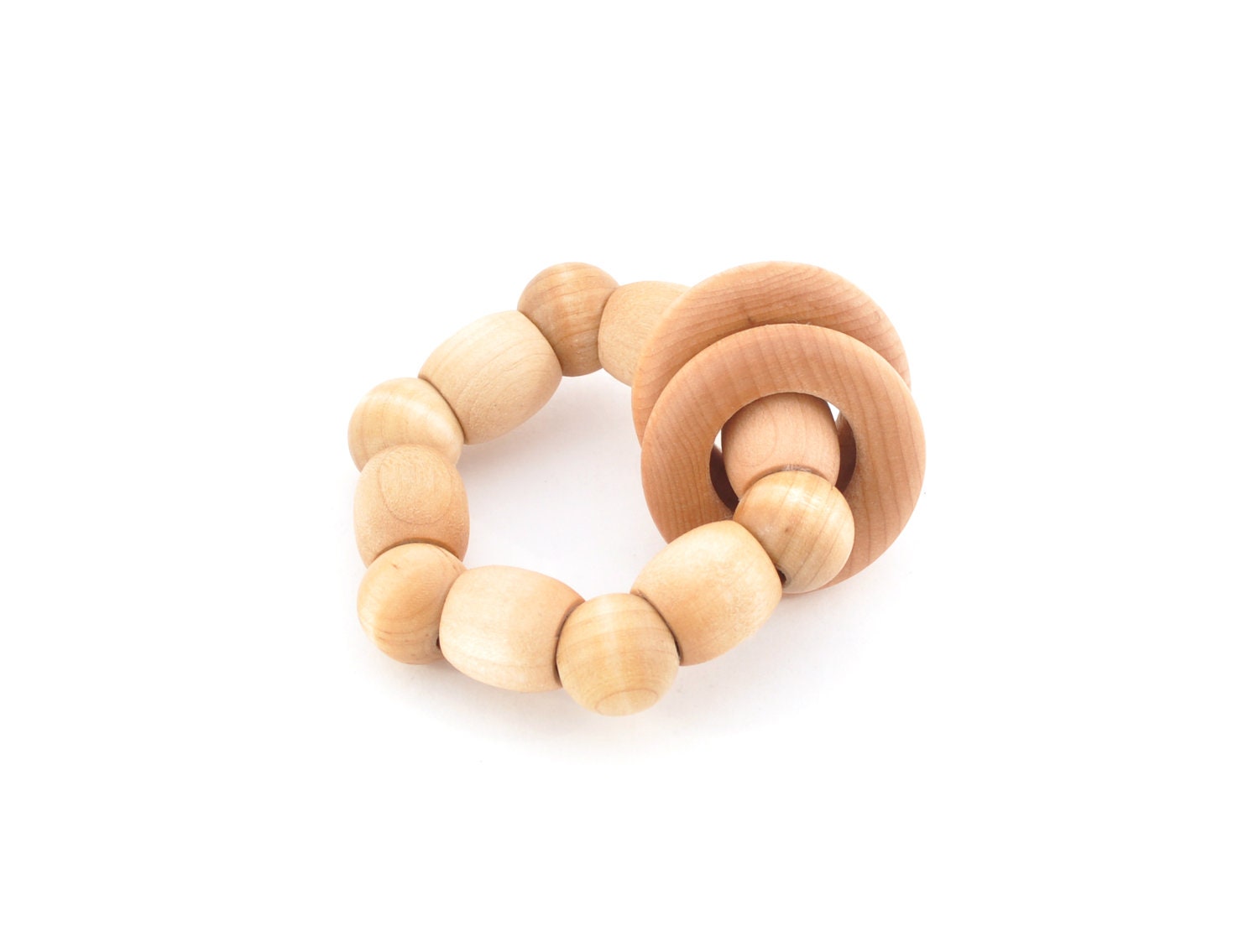 Baby Rattle Toy - Montessori Wood Grasping Toy - Eco Friendly Wooden Rattle - Organic Baby Toy (V)