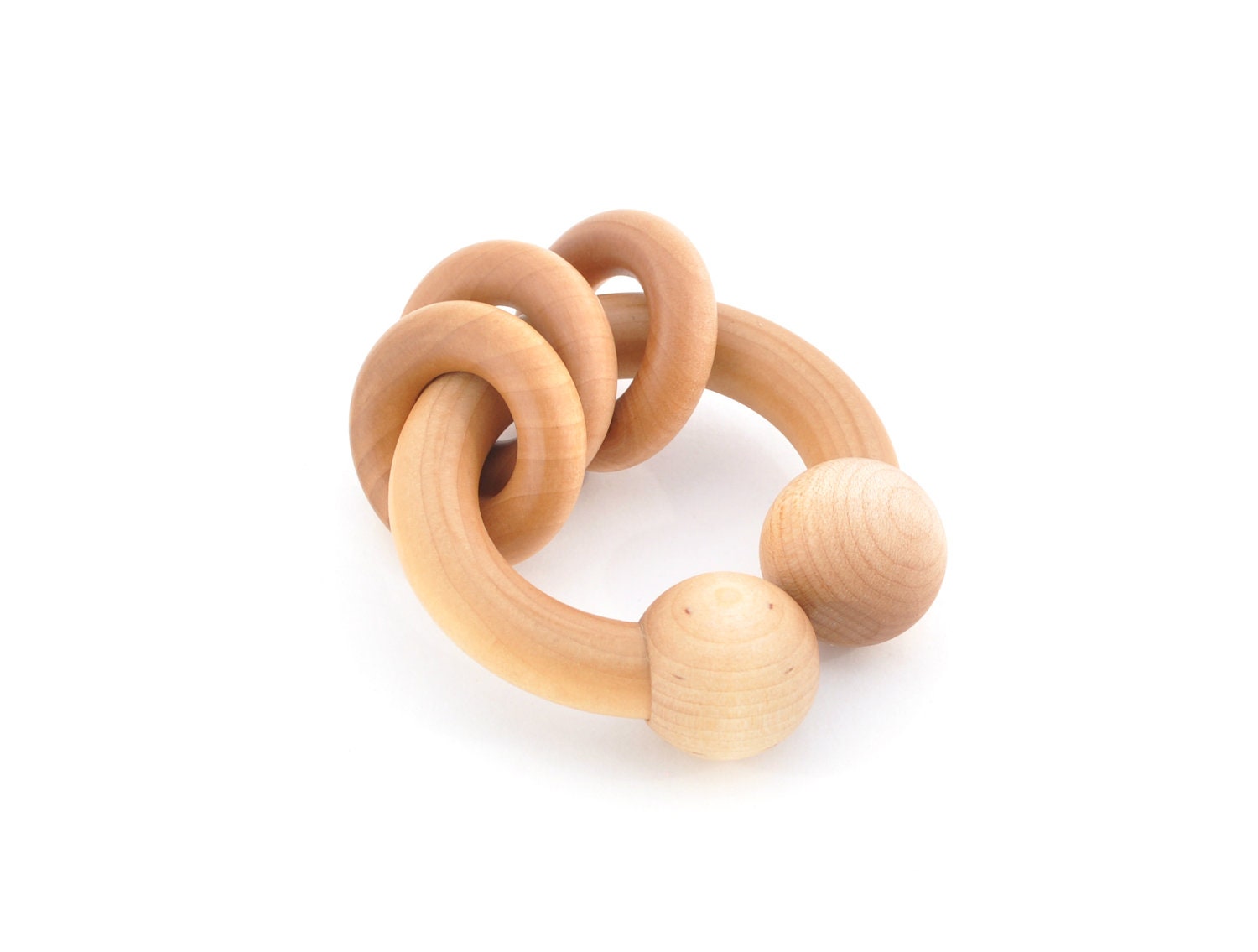 Wood Teething Toy - Waldorf Wooden Rattle - Natural Baby Toy - Wooden Teether (Y)