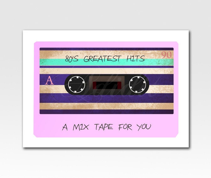 Art Print A3 Print 80's Greatest Hits Cassette Tape Home Décor Original Design by Adidit Print no. 149