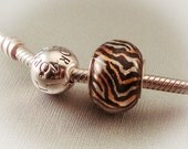 European Charm Bead Lampwork Glass - Tiger Animal Print - Fits Troll Only Handmade SRA (Made to Order)