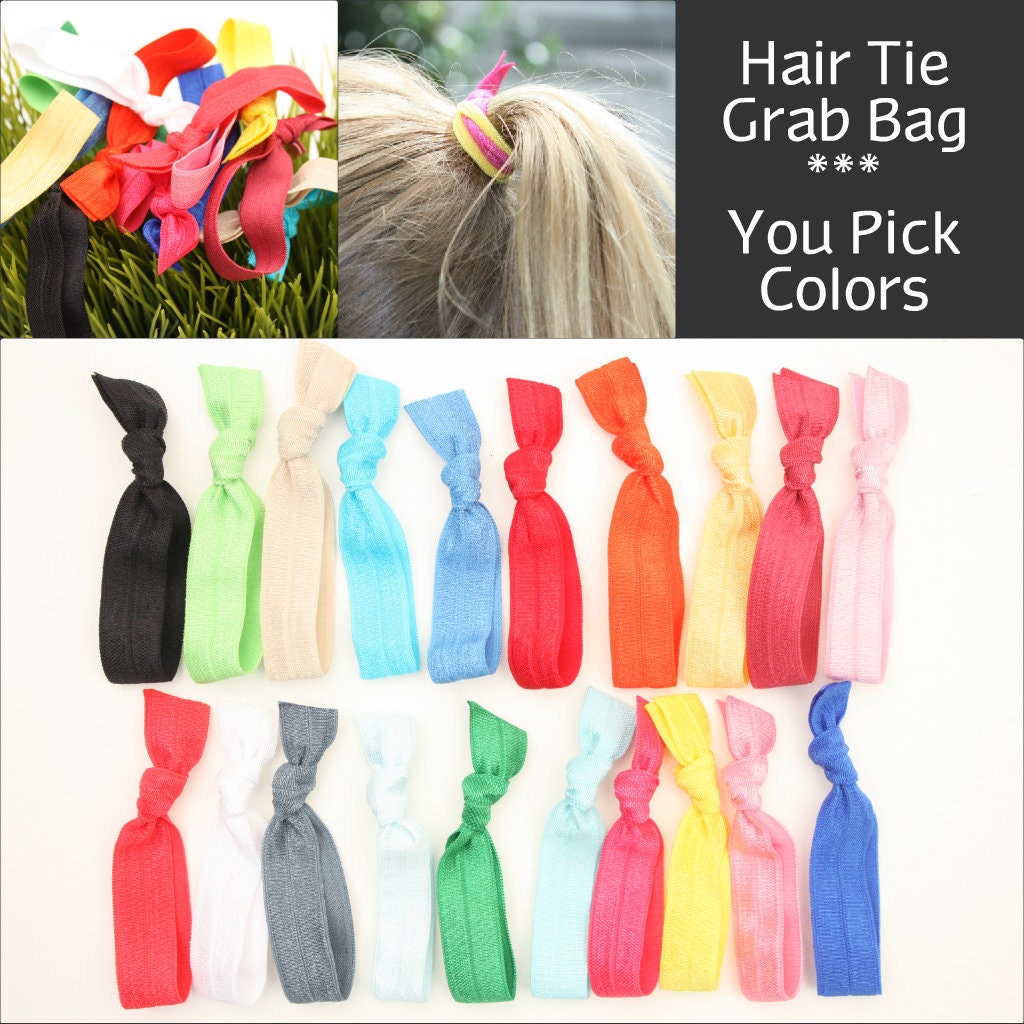 Yoga Hair Tie Grab Bag (20) No Crease Knotted Elastic Hair Ties, Double as Bracelets - Emi Jay Like Fabric Hair Bands, Fashion Accessories