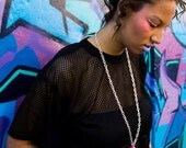 Dinosaur Necklace / Long Silver Chain / Pink