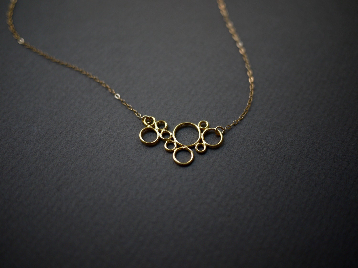 Bubble Necklace // Gold Pendant Necklace // Simple Necklace with Bubbles by Mica - Marcy