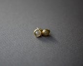 Gold Studs // Small Studs with Grey Labradorites // Grey Earrings by Mica - Heather