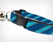 Cat Collar - "Takin' Care of Business" - Blue Necktie Stripes