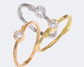 Diamond Ring with Bezel - Engagement or Not  - Twig Design - Eco Friendly - Woodland