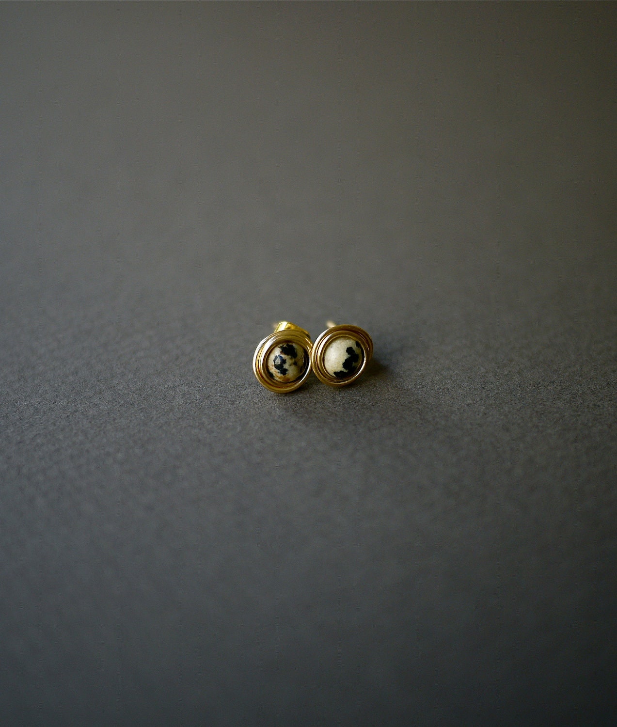 Small Studs // Gold Stud Earrings // Black and White Earrings by Mica - Heather