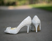 SALE. Wedding Shoes - Ivory Bridal Shoes, Wedding Shoes with Ivory Lace. US Size 10