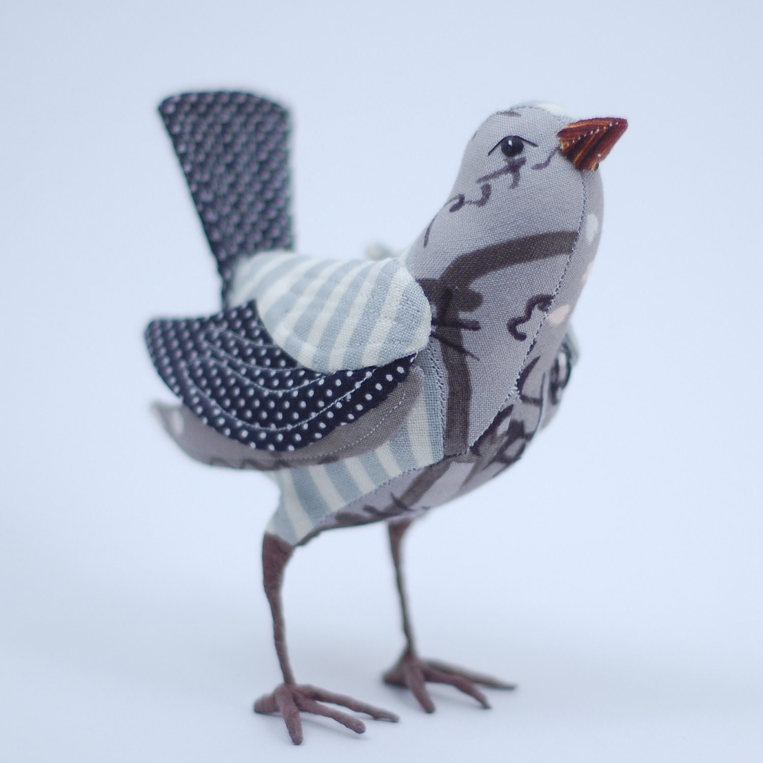 Handmade Fabric Bird by Abby Glassenberg