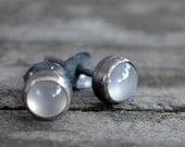 sterling silver and natural chalcedony stud earrings