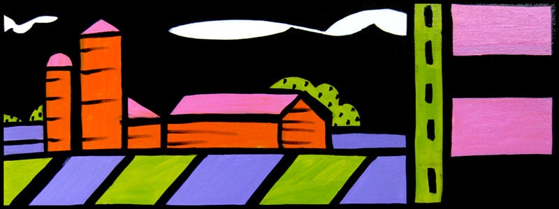 Ebert Farm 9x24 Original Painting on Wood Panel