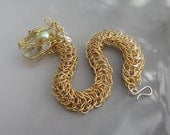 Golden and silver chainmaille dragon bracelet