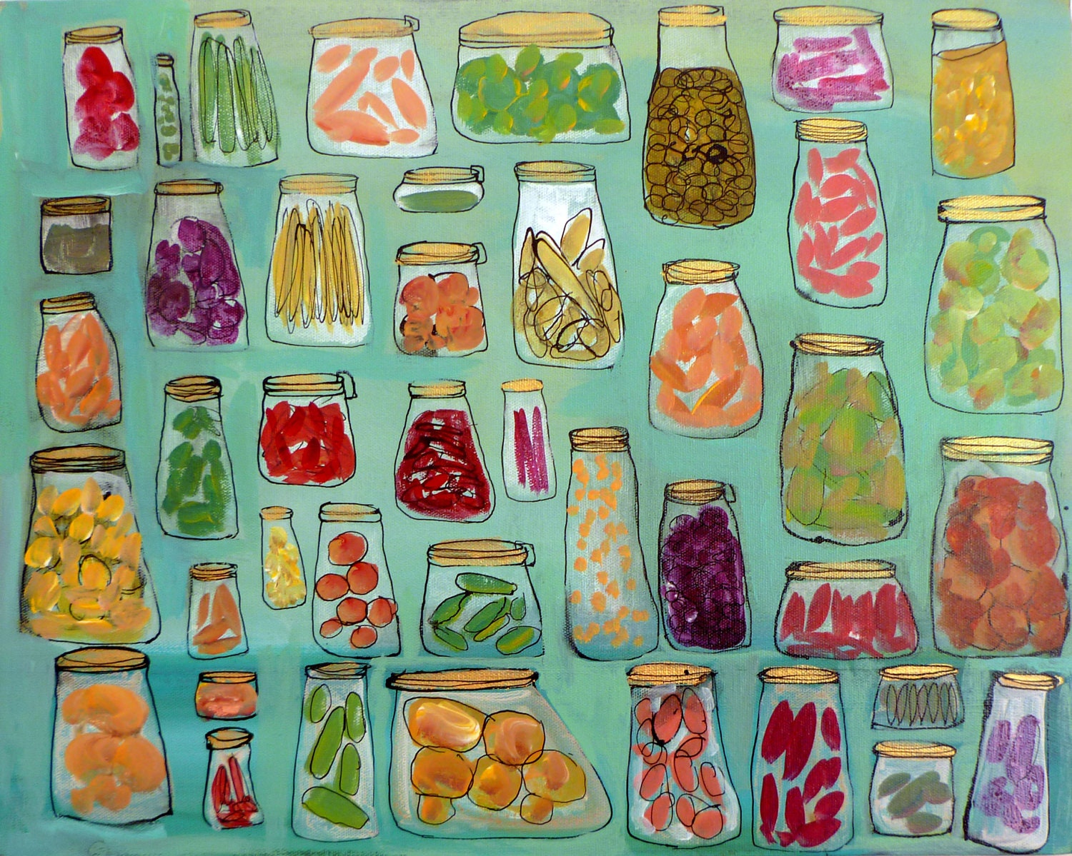Floating Jars, Blue - Archival Print