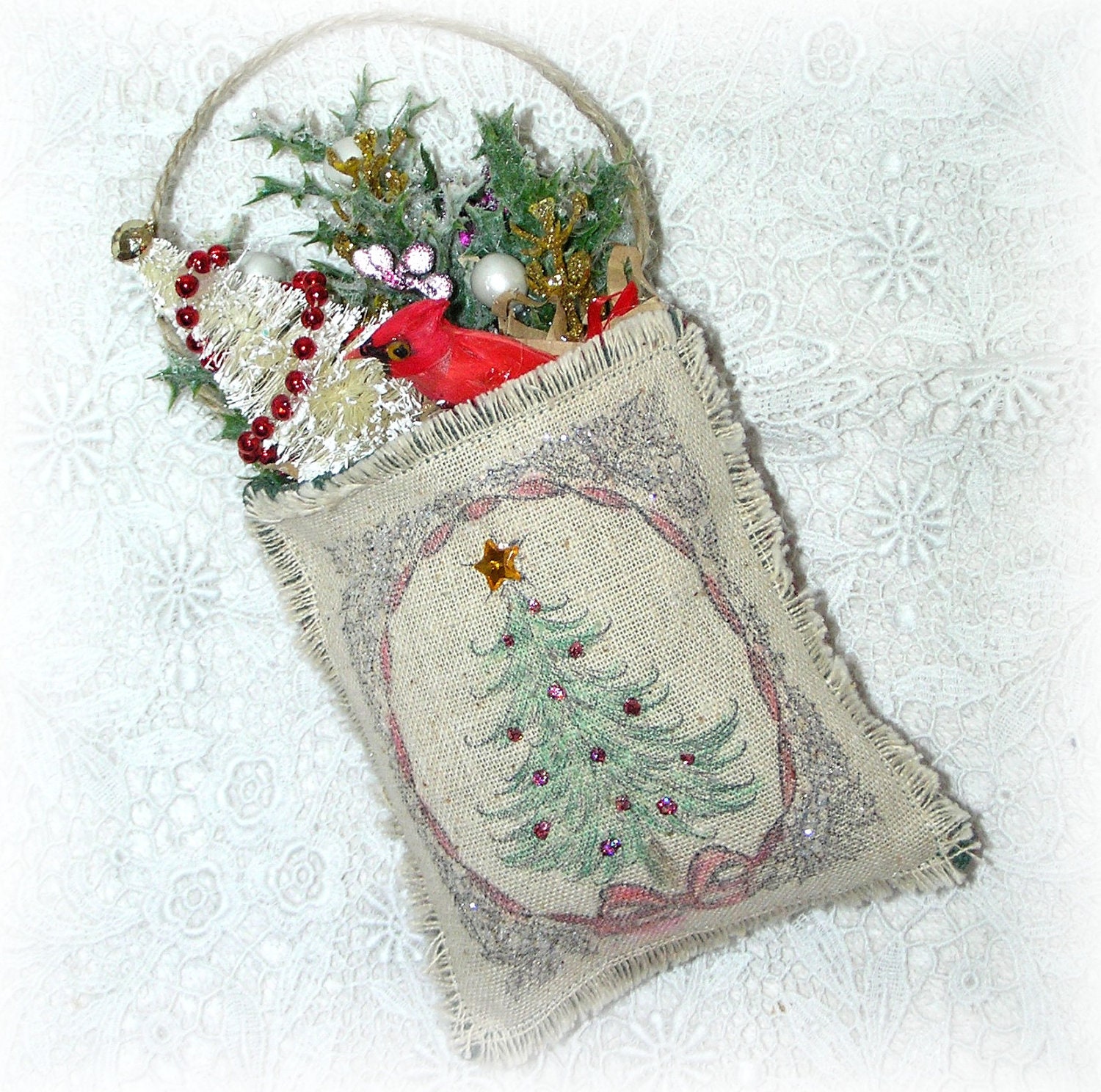 Christmas Tree Ornament Red Cardinal Bird Hanging Decoration