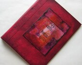 Handmade Journal Refillable Distressed Red Violet Rice Paper Collage 8x6 Original