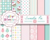 Sweetie Pie digital papers for scrapbooking, cupcakes, owls, pastel instant download Il_170x135
