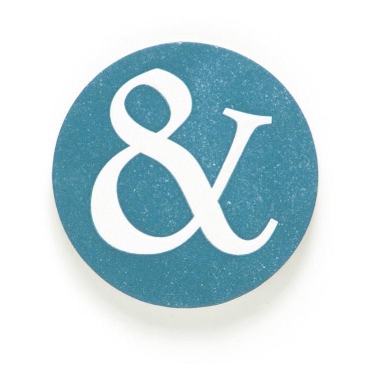 Ampersand Coasters (Letterpress printed), set of 8, SECONDS, Ready to Ship
