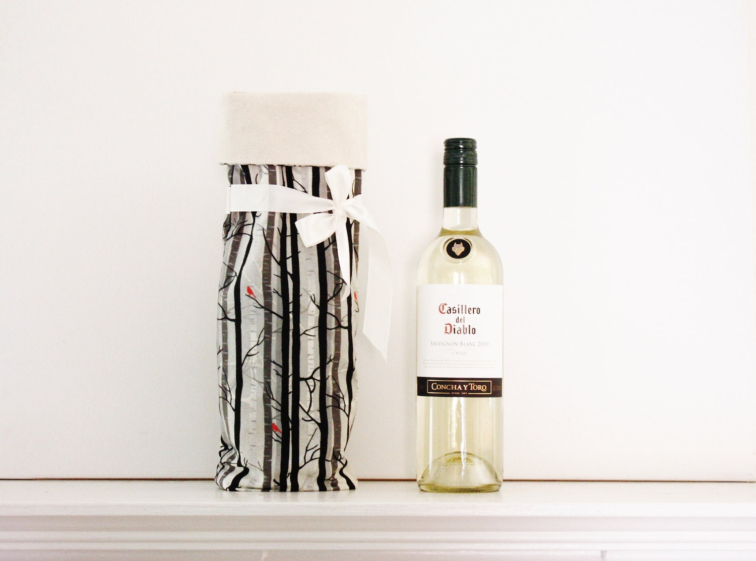 Wine Bottle Bag Tote Winter Trees