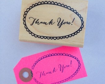 Doodle Thank You stamp -  thank you, custom stamp, round