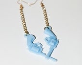 Baby Blue Pistol Dangle Earrings