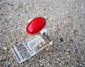 Red Coral & Sterling Silver ring custom made to your size Choctaw Native American Indian made