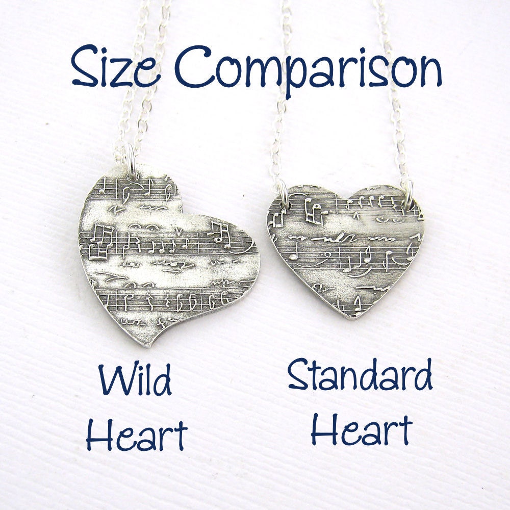 Sheet Music Heart Jewelry In My Heart Necklace Sterling Silver Valentine Spring Fashion Jewelry Dainty Charm Pendant - Jennifer Casady