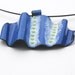 corrugated blue white and chartreuse enameled copper necklace