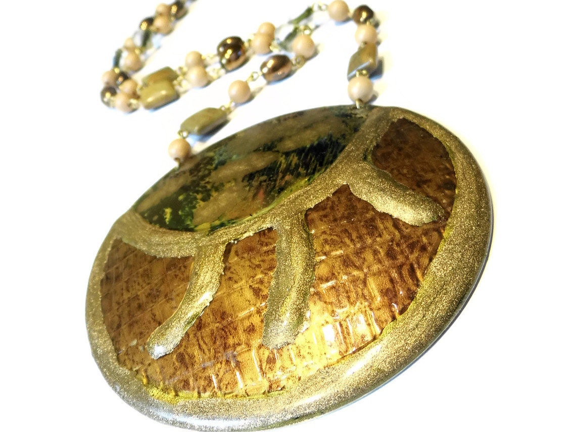 Dusk Necklace -- Large Pendant -- Beaded Necklace -- Jewellery Free Shipping