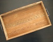 reclaimed wood tray box, salvaged wood tray with handles
