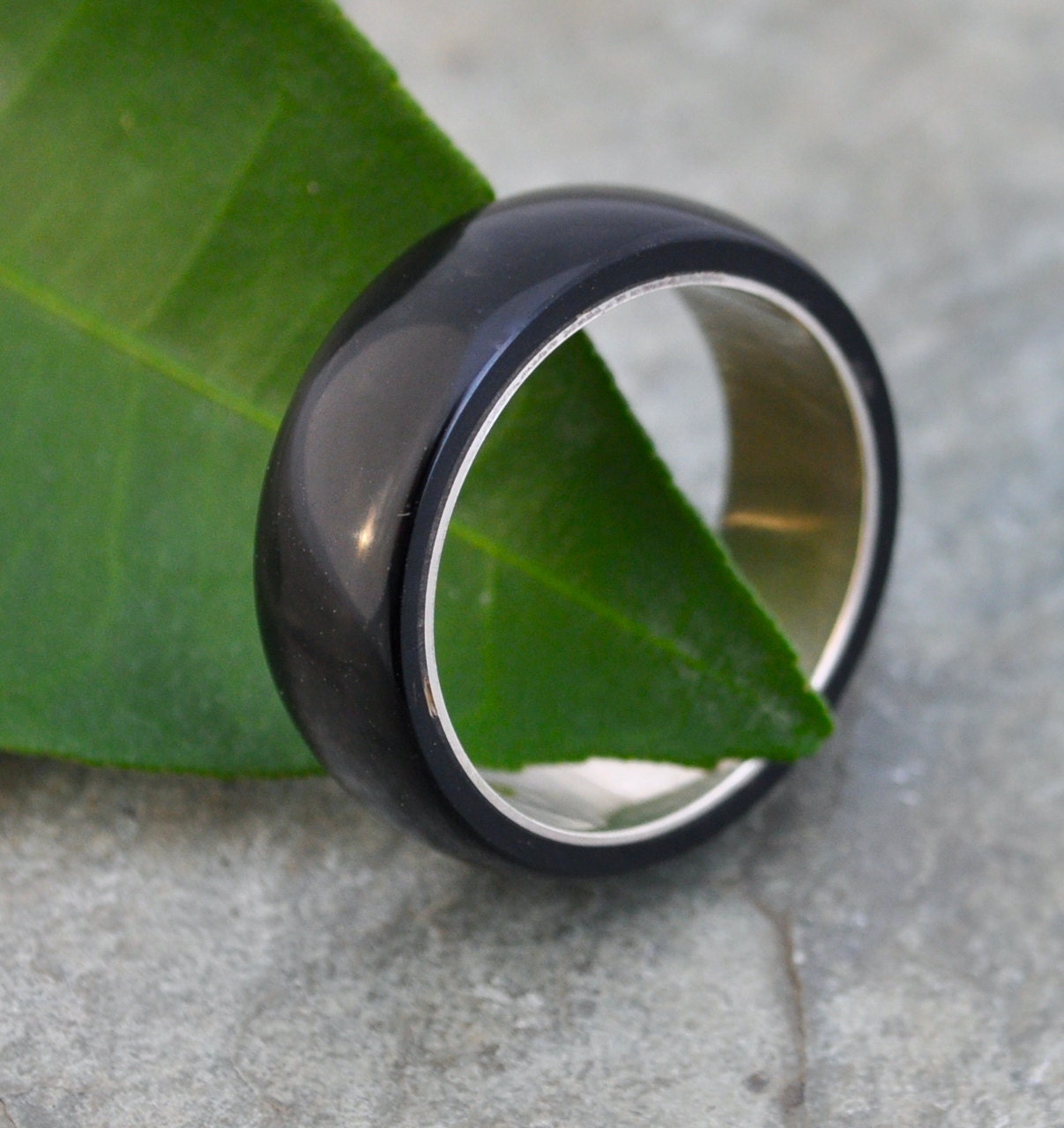 Siempre Coyol Wood Ring - ecofriendly wedding band in black coyol seed