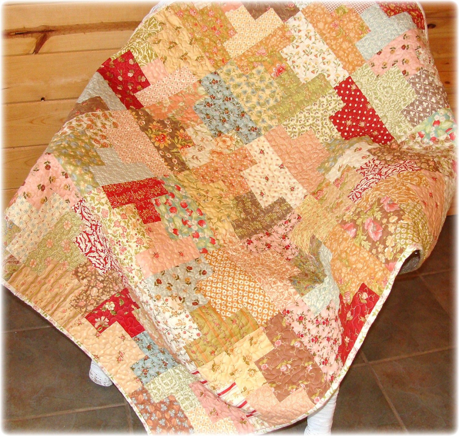 Baby Girl Quilt  Fig Tree Scrappiness