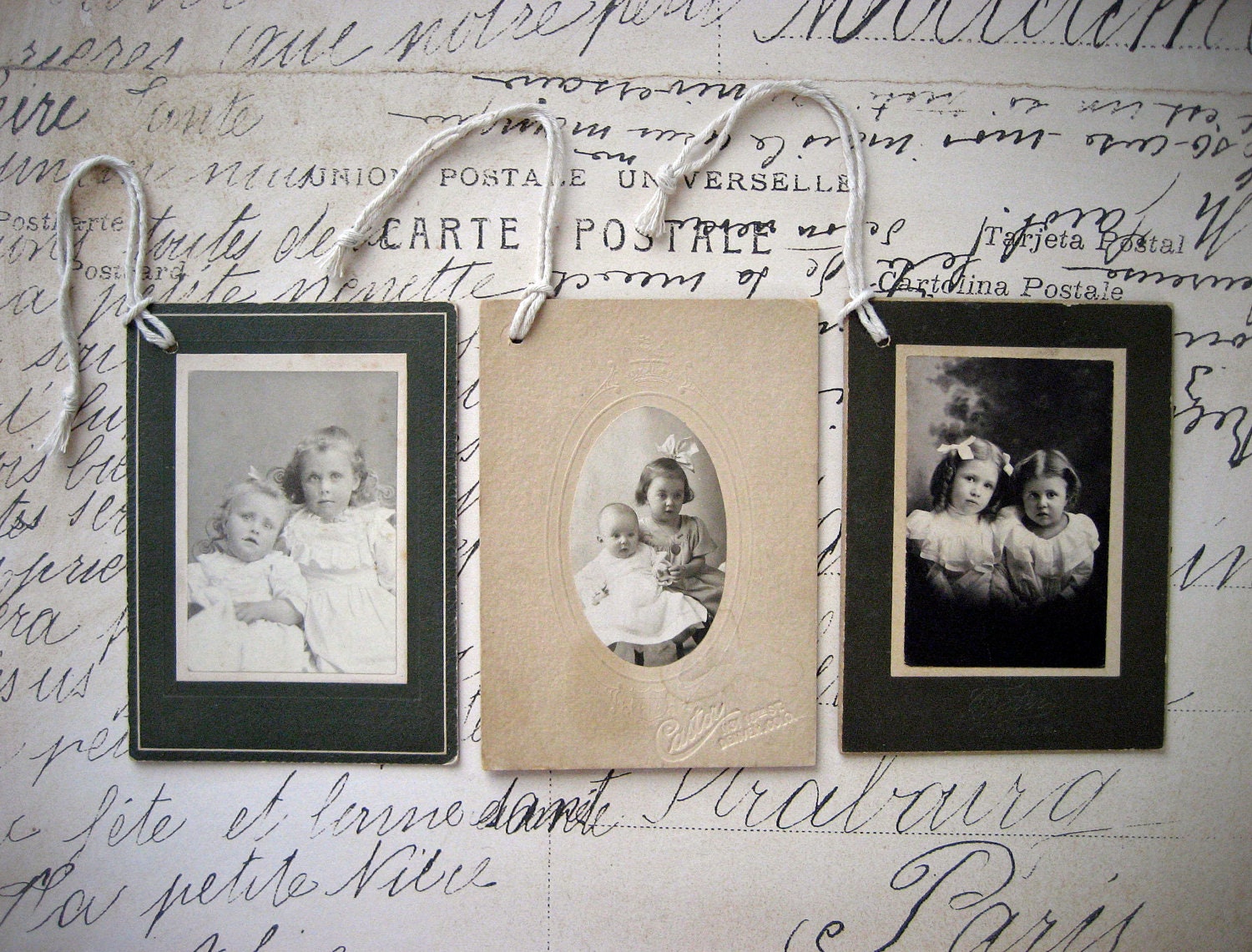 Dear Sister Antique Photos Mini Cabinet Card Gift Tags