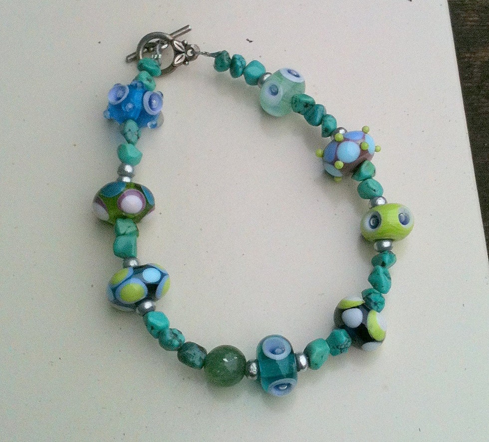 Lampwork and turquoise bracelet 2 SRA CGGE