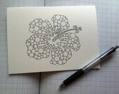 HIBISCUS giclee print / greeting card (5" x 6.8") : set of five blank greeting cards with envelopes