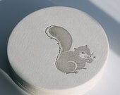 squirrel holiday  letterpress coasters, set of 8