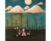 Original Painting - Magical Night, Through the Trees