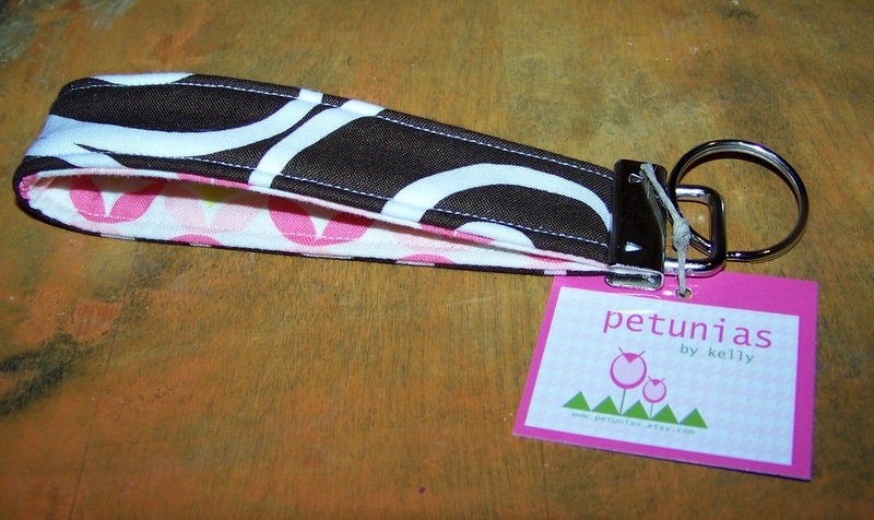 PETUNIAS' Key Fob - keyfob key chain purse accessories fabric gift wristlet
