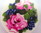 Polymer clay cane. Unique milefiore 1" wide. Details bouquet flowers  - Nostalgia