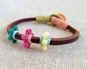 leather and crochet bracelet