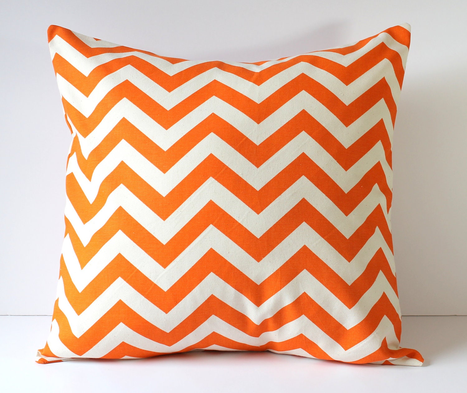 Decorative Pillows Cushions Cover - Chevron Orange & Natural - 18 x 18 Accent Throw Pillow - Baby Nursery Decor - Dorm