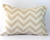 Decorative Pillows Cushions Cover - Khaki Beige & Natural Chevron  12 x 16 Accent Throw Pillow - Baby Nursery Decor - Home